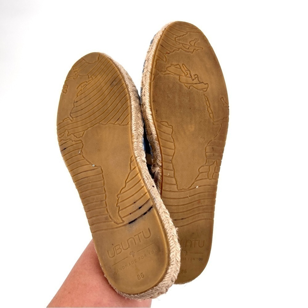 UBUNTU LIFE Blue Striped Canvas Espadrille Slip On Handmade Mule Size 8.5W - Picture 9 of 9